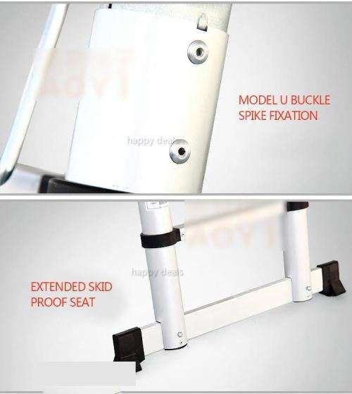 2m Straight Ladder Aluminium Multipurpose Retractable Portable Extension Telescopic Ladder