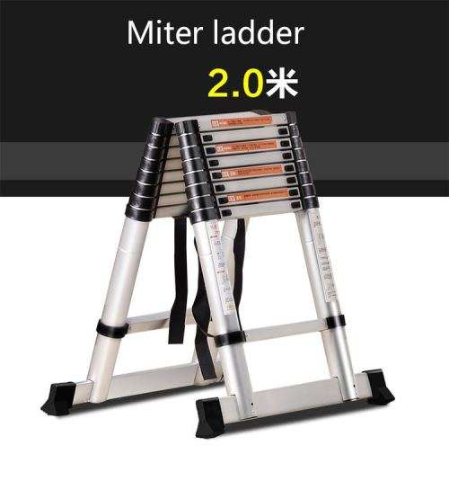 2M Multipurpose Retractable Portable Extension  Telescopic Ladder Aluminum Straight Ladder