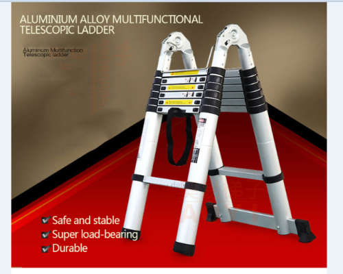 2M Multipurpose Retractable Portable Extension  Telescopic Ladder Aluminum Straight Ladder