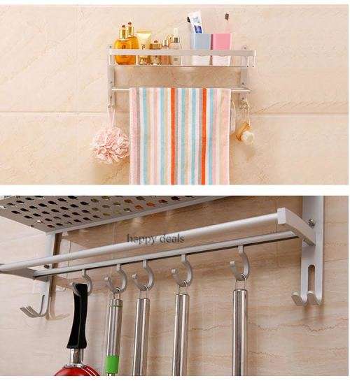 Wall Mounted No Drill One Layer Space Aluminum Bathroom Towel rack