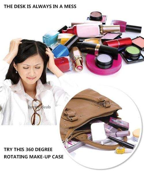 360-degree cosmetic storage device cosmetic care rotating plastic storage rack tool make up