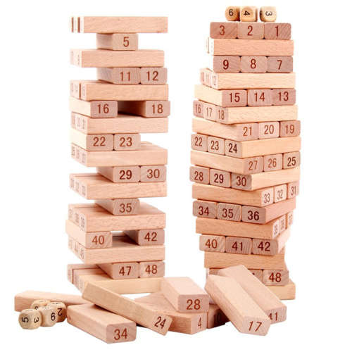 48PC Number blocks Jenga Wooden folds high board game stack blocks toys Puzzle games