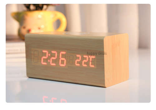 LED Wooden Digital Clock USB Powered