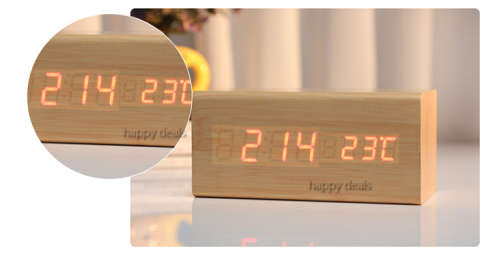 LED Wooden Digital Clock USB Powered