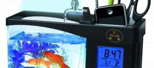 USB Desktop Aquarium Mini Fish Tank With LCD Display Multi functional Calendar