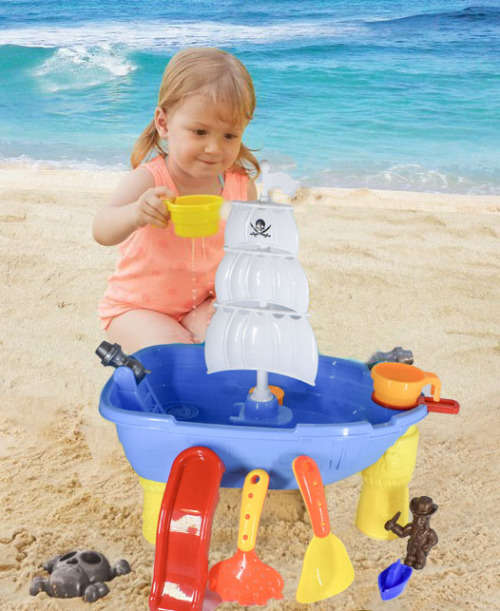 Pirate Ship Beach Sand Box Boat  Bucket Toy Mold Set
