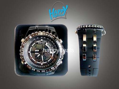 BISTEC Dual Movt Outdoor Watch Alarm Stopwatch Calendar Men Wristwatch