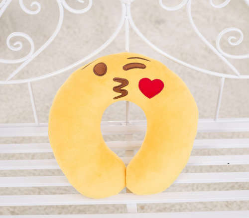 U-Shape yellow brown soft neck head rest Emoji Pillow, Cartoon Emoticon Cushion