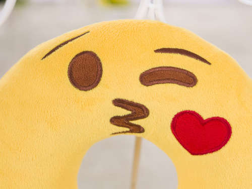 U-Shape yellow brown soft neck head rest Emoji Pillow, Cartoon Emoticon Cushion