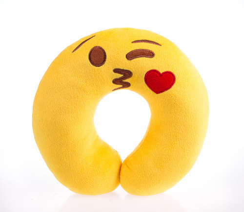 U-Shape yellow brown soft neck head rest Emoji Pillow, Cartoon Emoticon Cushion