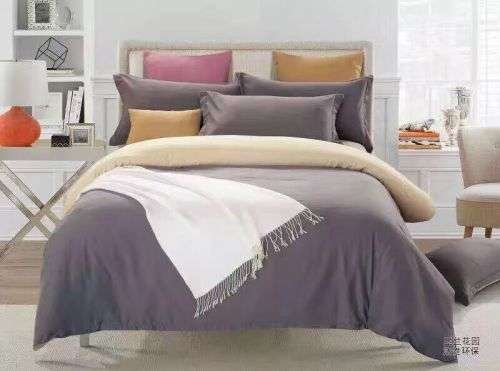 4 Piece Plain Duvet Cover Set Double Bed