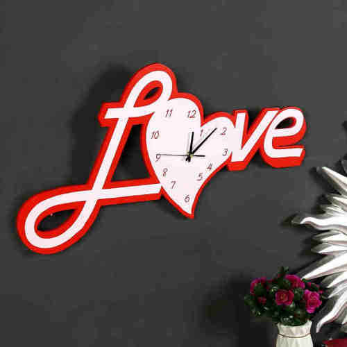 Red and White Love Wooden Wall Clock!!!!!