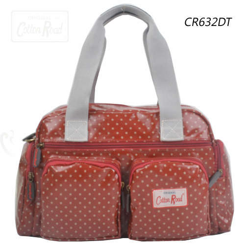 COTTON ROAD OIL SKIN DOUBLE FRONT POCKETS HANDBAG