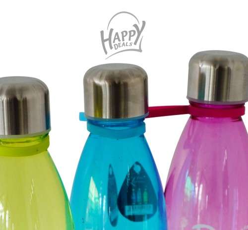 WATER BOTTLE WITH METALIC BASE AND CAP