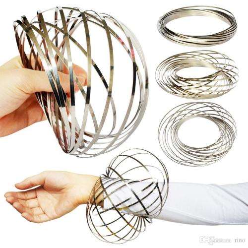 Silver Stainless Steel Magic Flow Ring Kinetic Spring Toys interactive decorative tactile pun