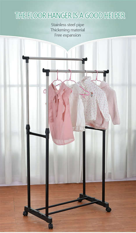 Double Pole Telescoping Clothes Rack 30Kg