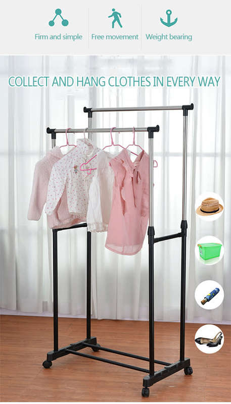 Double Pole Telescoping Clothes Rack 30Kg