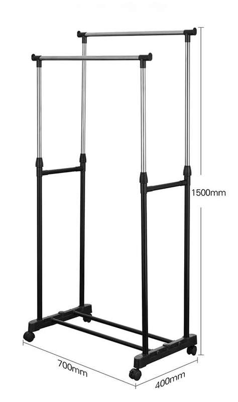 Double Pole Telescoping Clothes Rack 30Kg