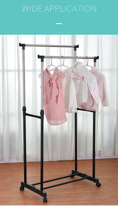 Double Pole Telescoping Clothes Rack 30Kg