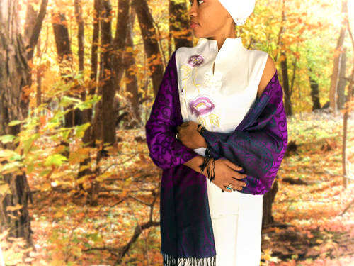 Comfortable arrive for season!! Mystic leaf Pattern 100% pashmina scarf