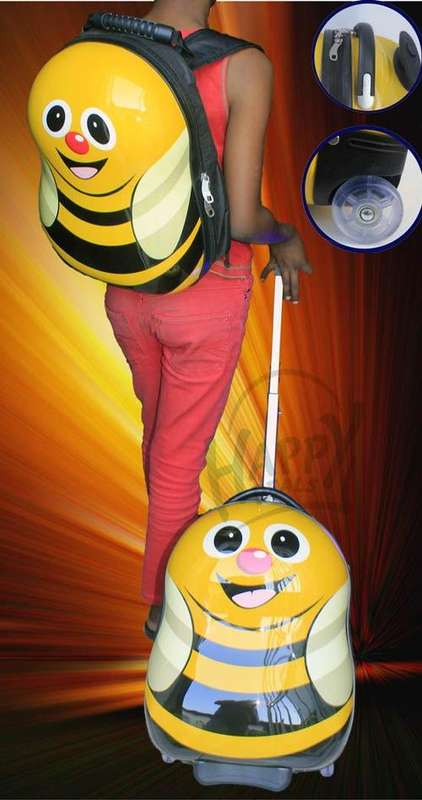 2 PCS SET 3D children trolley school bags kids luggage trolley bag suitcase