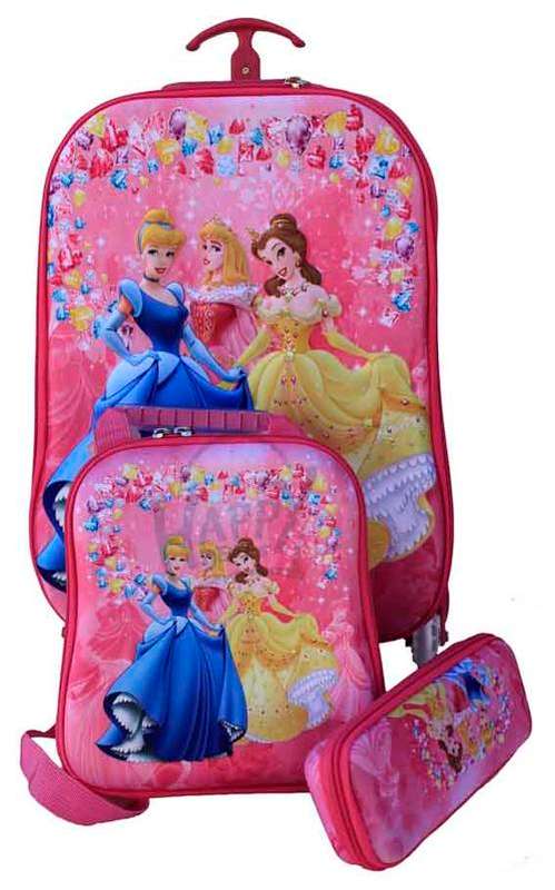 3D CHARACTER TROLLEY TRAVELLING BAG PACK 1 TROLLEY BAG, 1 PENCIL CASE AND LUNCH BOX BAG