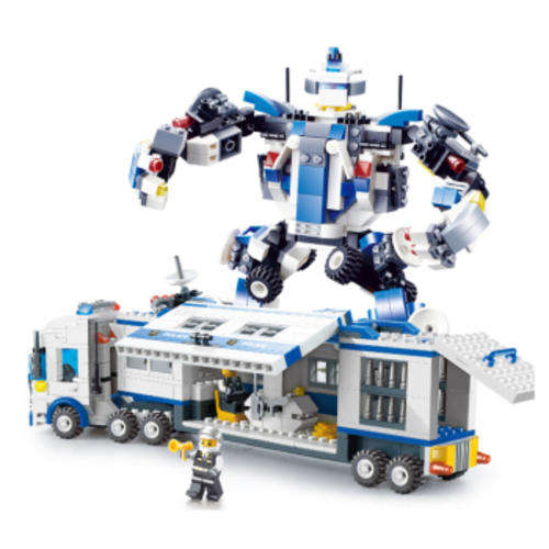JIE-STAR Lego puzzle bricks city police military variant robot toys for children assembled plastic