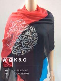 " K & Q " Chiffon Two Tone Arabic Print Scarf--6 Colors Choose