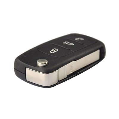 VW 3 Button Flip Key Remote Case/Shell + Key Blank/Blade