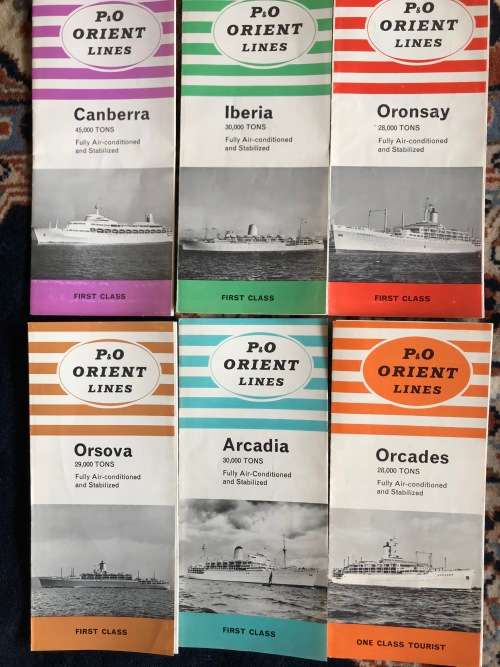 P and O Orient Lines brochures Orcades, Iberia, Oronsay, Canberra, Orsova, Arcadia