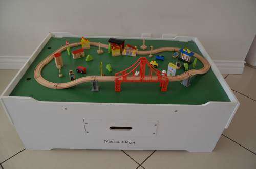 Melissa & Doug Deluxe Wooden Multi-Activity Play Table With Wooden Train Set