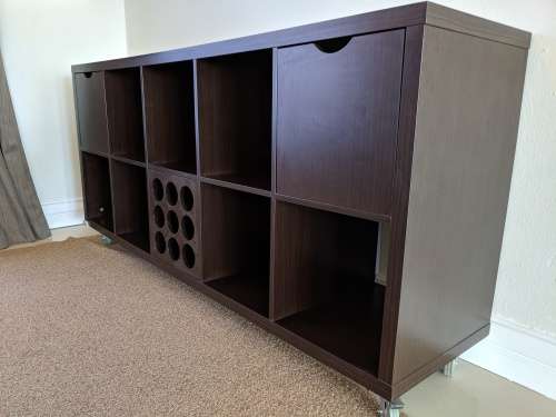 Stunning Dark Mahogany Server with Two Drawers and Wine Rack