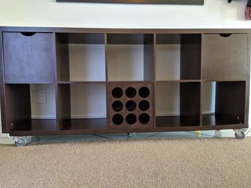 Stunning Dark Mahogany Server with Two Drawers and Wine Rack
