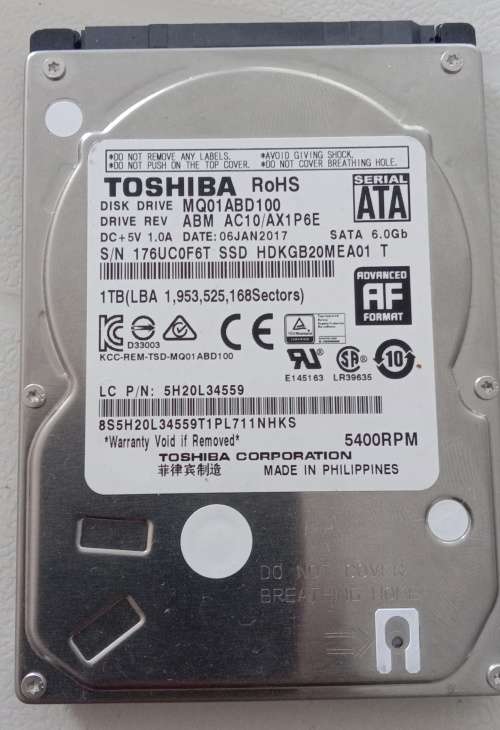 Toshiba 1TB 2.5" Laptop HDD