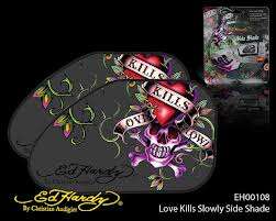 ED HARDY WINDOW SHADES - PURPLE SKULL DESIGN