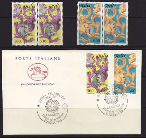 Italy - June 1985  Europa MNH set + FDC +info card! Excellent condition
