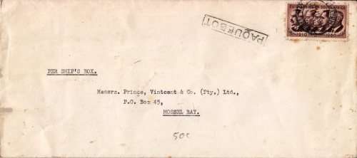 Union cover - Mail boat - as per scan