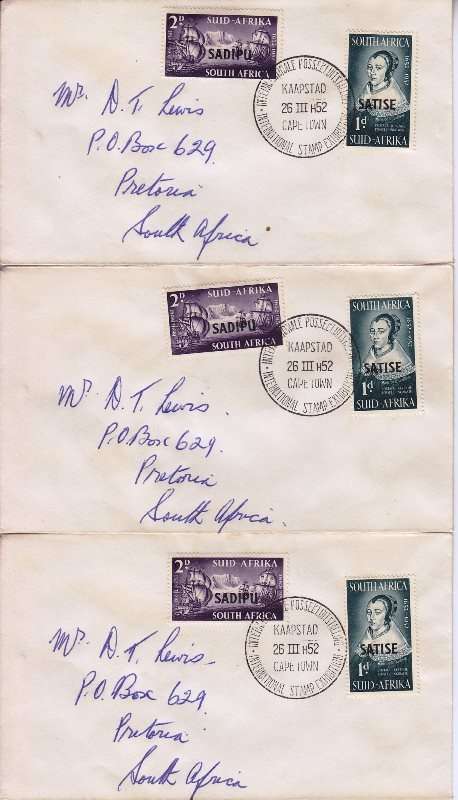 Union 15 covers - 1952 - Van Riebeeck cancellation - As per scan