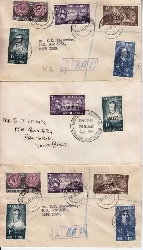 Union 12 covers - 1952 - Van Riebeeck cancellation - As per scan