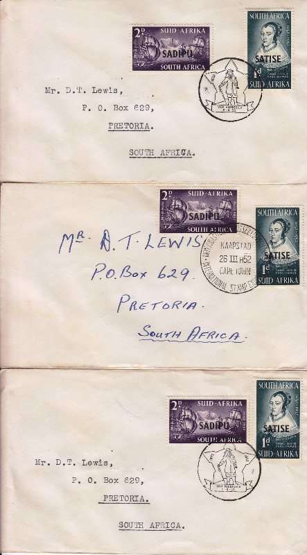 Union 12 covers - 1952 - Van Riebeeck cancellation - As per scan
