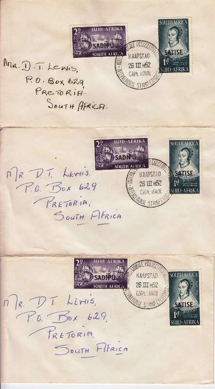 Union 12 covers - 1952 - Van Riebeeck cancellation - As per scan