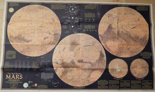 1973 - National Geographic Mars double-sided Map - Folded with fold marks but no damage