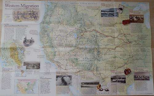 2000 - National Geographic Western Migration double-sided Map - Folded with fold marks but no damage