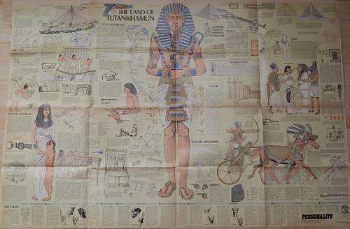 1973 - National Geographic The Land of Tutankhamoun Map - Folded with fold marks but no damage