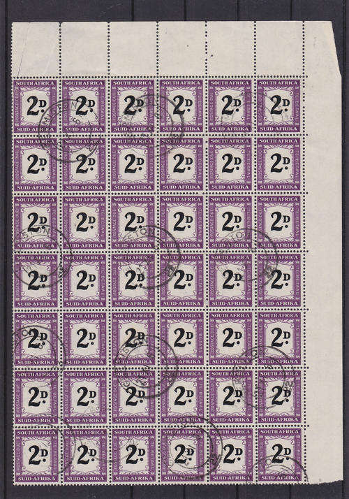 Union of South Africa Postage 2d Due Stamps 1950 to 1958 - Mint condition cancelled "Germiston"