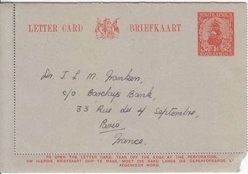 Union letter card used - excellent condition
