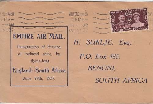 Empire Air Mail - Inauguration of service by flying boat - 1937