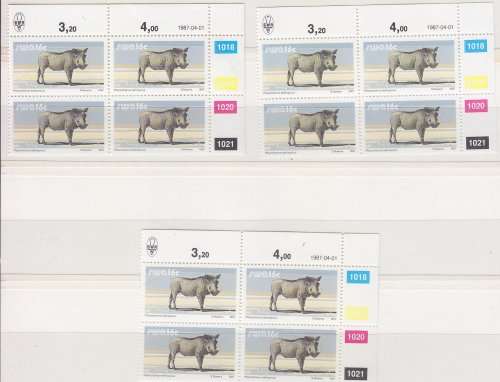 SWA - 1987 - 16c Warthog - MNH 9 blocks - Additional value to the definitive issue