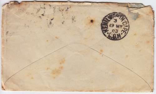 1903 Cover from London to Cape Town - Tatty condition