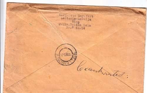 1934 Registered Cover from Latvia to Johannesburg - redirected to Stellenbosch